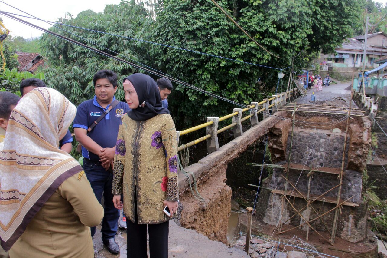 Desy R Meninjau Perbaikan Jembatan